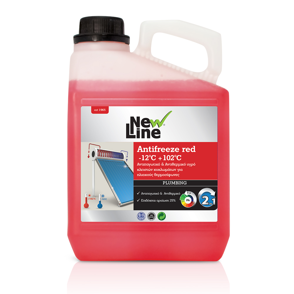 Antifreeze Red -12°C + 102°C -Αντιπαγωτικό & Αντιθερμικό υγρό  κλειστών κυκλωμάτων για ηλιακούς θερμοσίφωνες 3L