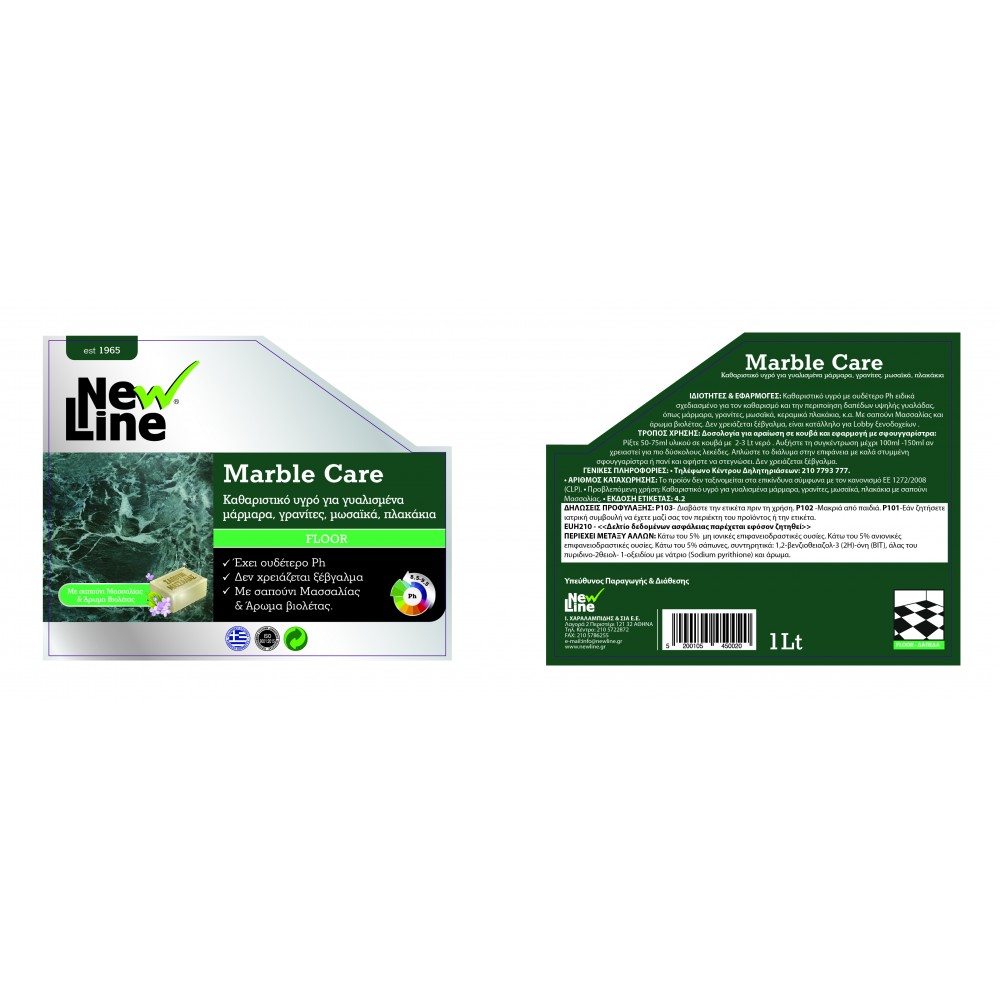 Marble Care - Καθαριστικό υγρό για γυαλισμένα μάρμαρα, γρανίτες, μωσαϊκά, πλακάκια - 1L